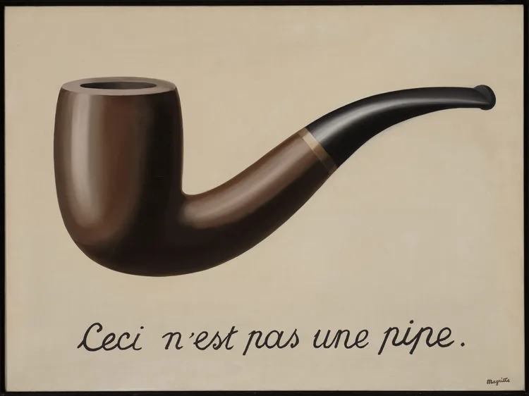 René Magritte's painting of a pipe above the words Ceci n'est pas une pipe